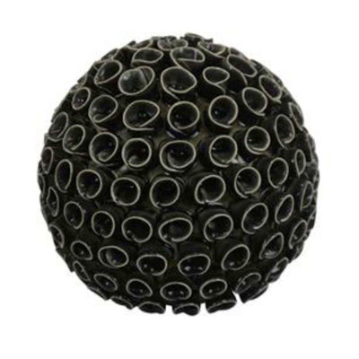 Ceramic Black Swirl Orb - 7"