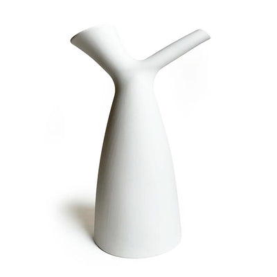 White Ceramic Watering Jug - 12" Tall
