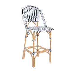 Cafe White/Royal Blue Bar Chair with Rattan Frame