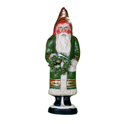 Green Santa with Gold Wreath