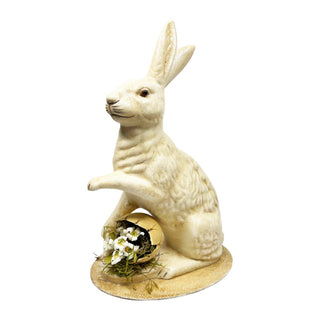 Cream Rabbit with Basket of Flowers Figure - 14 Cream Rabbit with Basket of Flowers Figure - 14