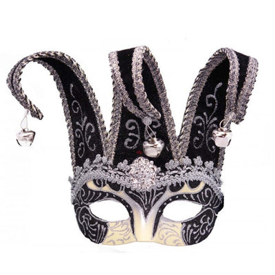 Black Silver Jester Mask
