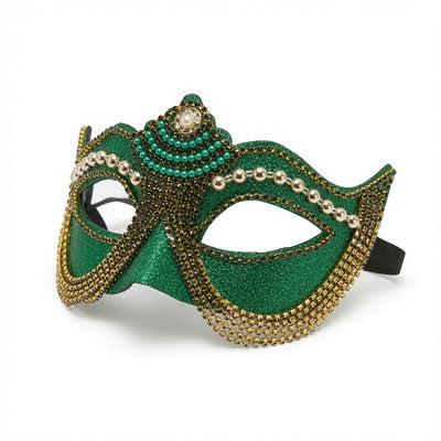 Green Jeweled Half Mask