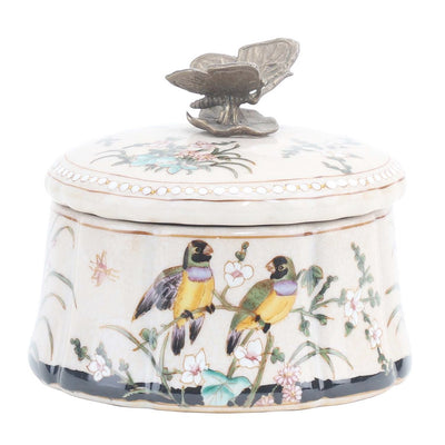 Porcelain White Box with Birds