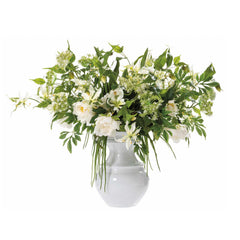 White Gloriosa Lilies & Meadow Grasses in Ceramic