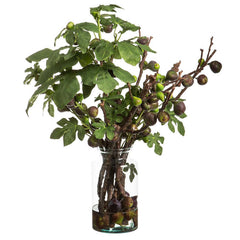 Faux Fig Branches in Glass Vase