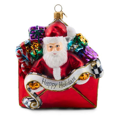 Christmas Letter Santa Glass Ornament