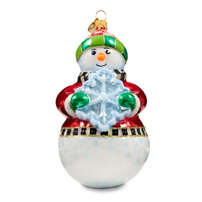 Snowflake Snowman Glass Ornament