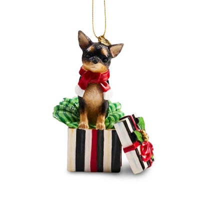 Holiday Chihuahua Dog Glass Ornament