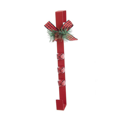 Red Metal with Bells Wreath Hanger - 14"