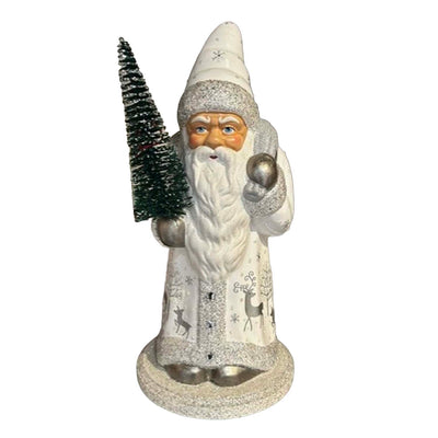 Santa in Deer Cloak with Christmas Tree - 10" Tall