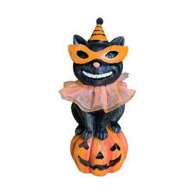 Black Cat with Party Hat - 8" Tall
