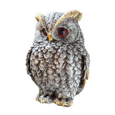 Silver Metallic Owl - 6" Tall