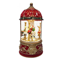 Musical Santa in Swirling Snow Carousel with Light - 9
