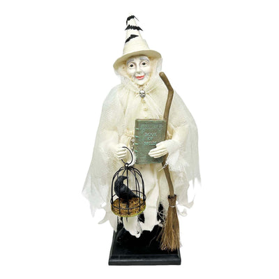 Ghostly Witch with Spellbook & Crow - 16" Tall