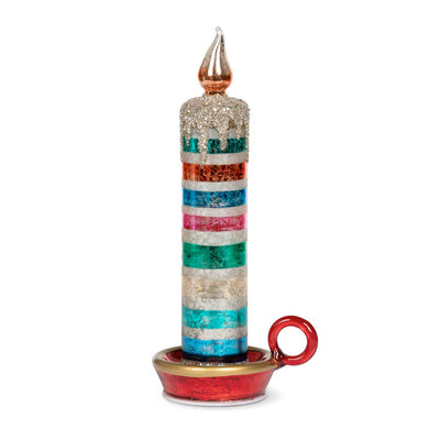 Retro Stripe Glass Candle, 11"