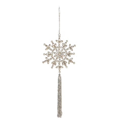 Silver Snowflake Tassel Ornament, 12