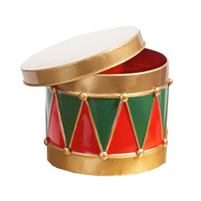 Red Green Drum Tin Container - 5"