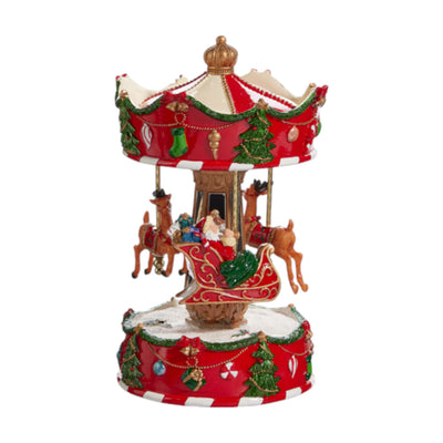 Musical Santa Sleigh Carousel - 8.5" Tall