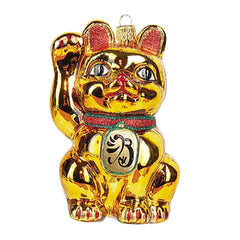Beckoning Cat Gold Ornament