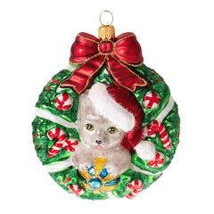 Cat Christmas Wreath Ornament