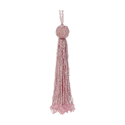 Pnk Beaded Tassel Ornament - 8"