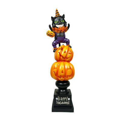 Cat with Pumpkins LED Stack - 21"