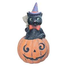Pulp Glittered Black Cat on Pumpkin - 11