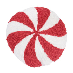 Round Peppermint Hooked Pillow