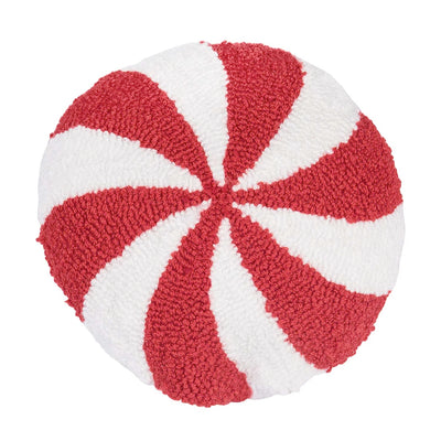 Round Peppermint Hooked Pillow