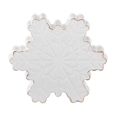 White Snowflake Gold Trim - Lg