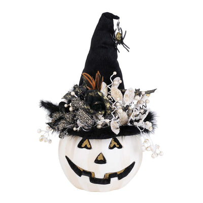White Fiber Optic Pumpkin with LED Light - 23" Tall