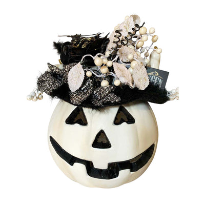 White Fiber Optic Pumpkin with LED Light