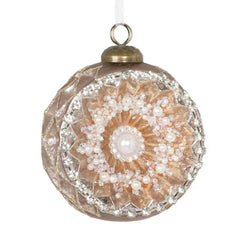 Antq Rose Pearl Encrusted Ornament