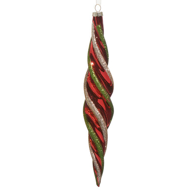 Red Gold Twirl Icicle Orn 9.5"