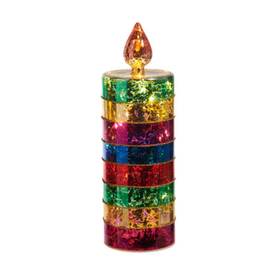 Lighted Glass Candle - 9" Tall
