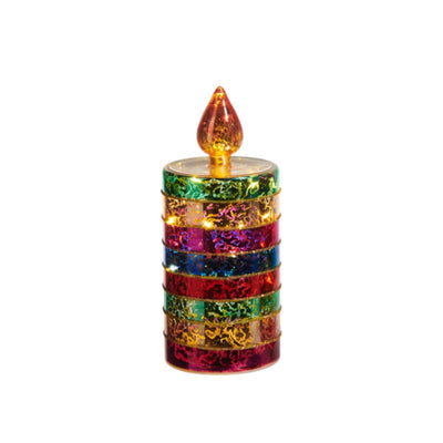 Lighted Glass Candle - 7" Tall