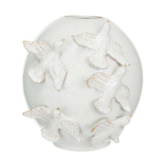 Ivory Bird Stoneware Vase - 10