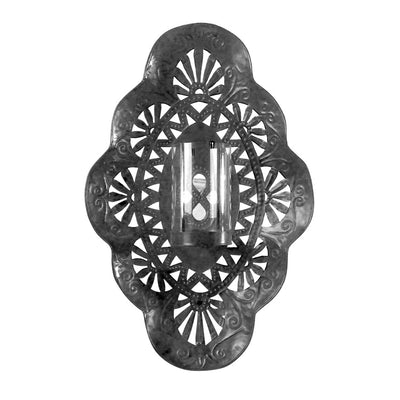 Black Iron Wall Sconce with Glass Hurricane - Large