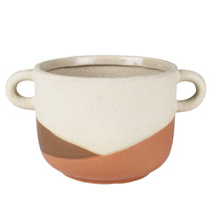 Tan Dip Cachepot with Handles