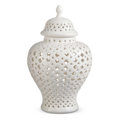 White Lattice Ginger Jar - 11" Tall