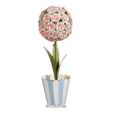 Pink Hydrangea Metal Topiary - 15" Tall