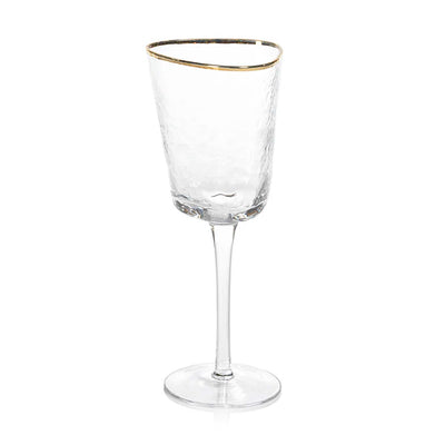 Gold Rim Triangle Wine Glass