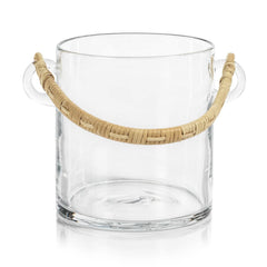 Byblos Glass Ice Bucket / Wine Cooler with Rattan Handle