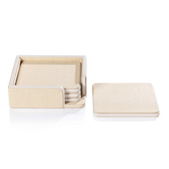 Leather Raffia Coasters - Set of 4