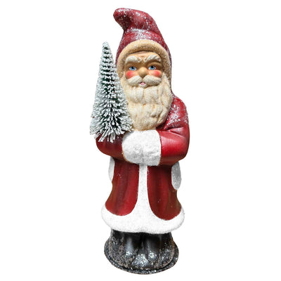 Red Santa with Christmas Tree - 12" Tall