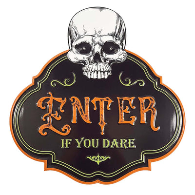Skull Sign with LED Eyes - 16" Wide