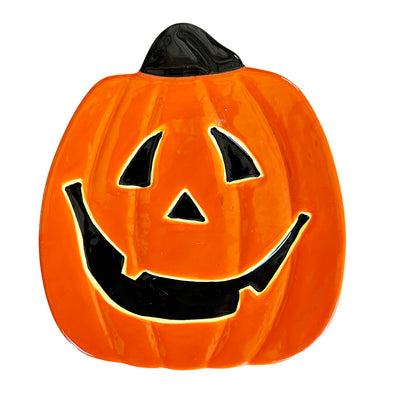 Ceramic Vintage Pumpkin Face Plate - 8"