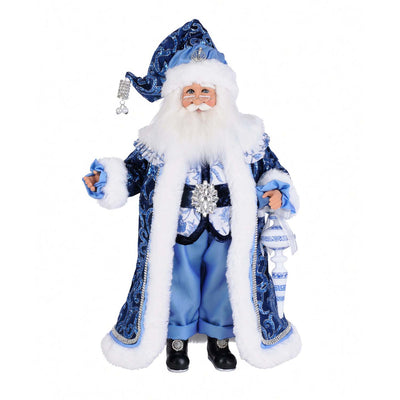 Blue Jeweled Chinoiserie Santa - 22" Tall