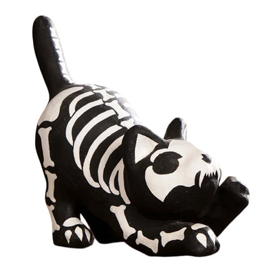 Skeleton Paper Mache Cat - 9.5" Tall